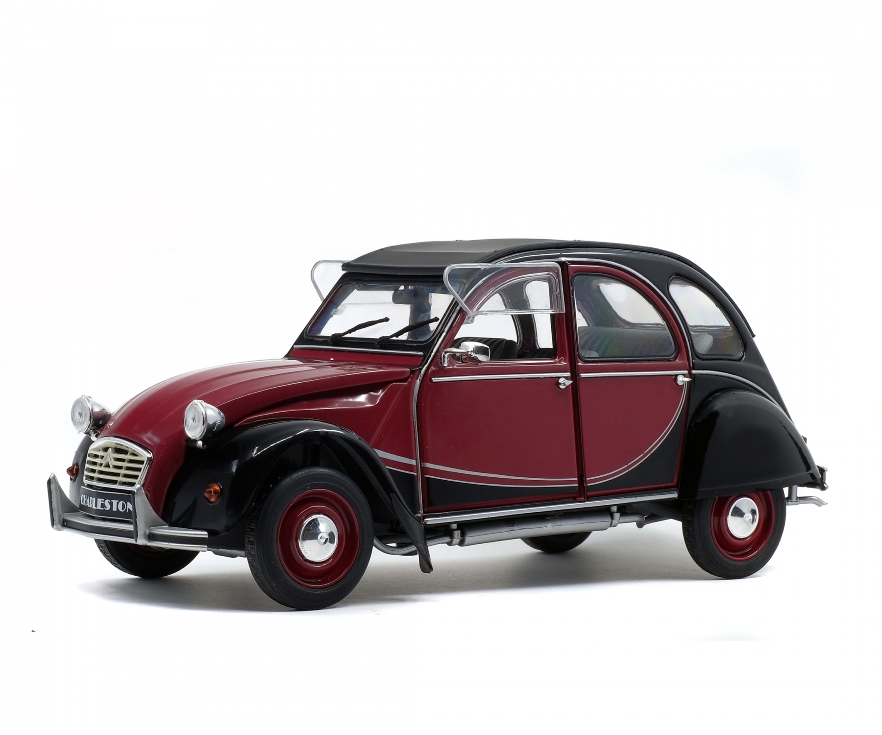 solido-S1805013-1-Citroen-2CV6-Charleston-Ente-weinrot-schwarz