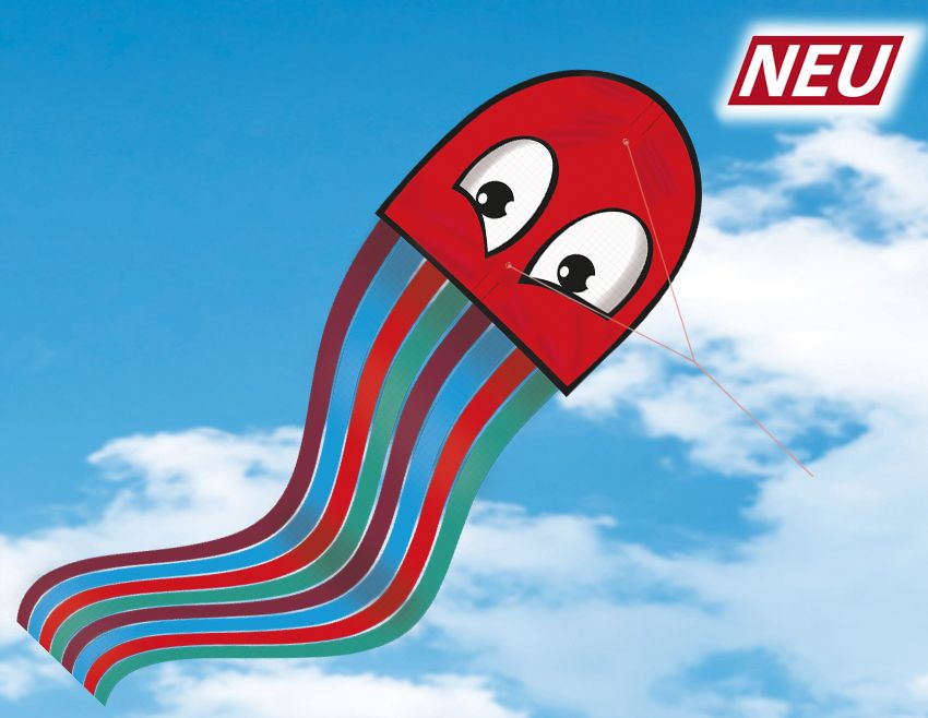 Guenther-flugspiele-1163rt-Octopus-rot-Flugdrachen-für-kleine-Kinder-leichte-Bedienung