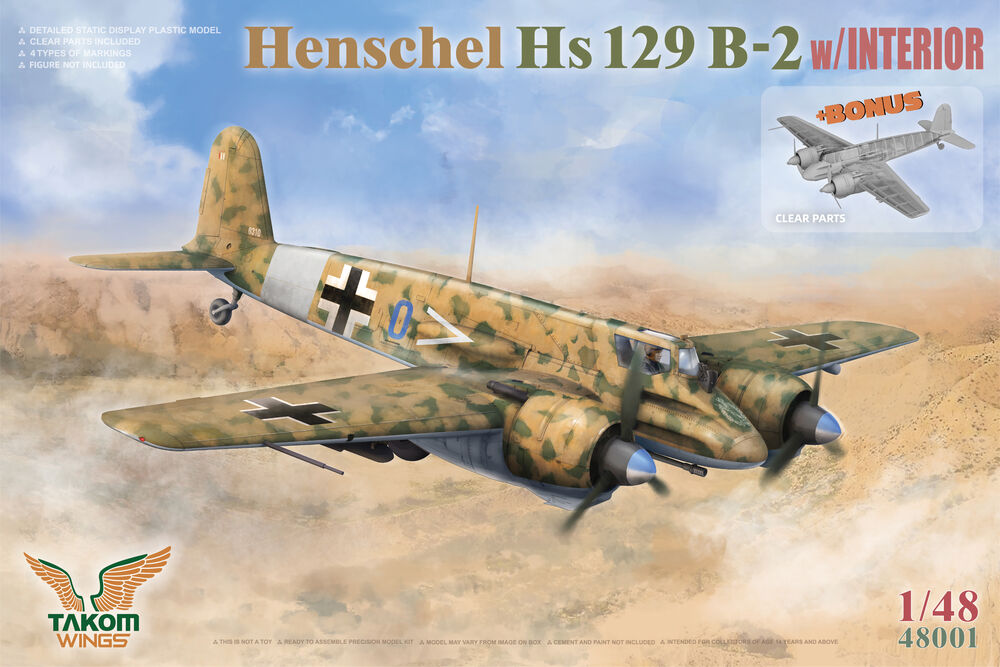 Takom-48001-Henschel-Hs-129-B-2-with-interior-bonus-clear-parts