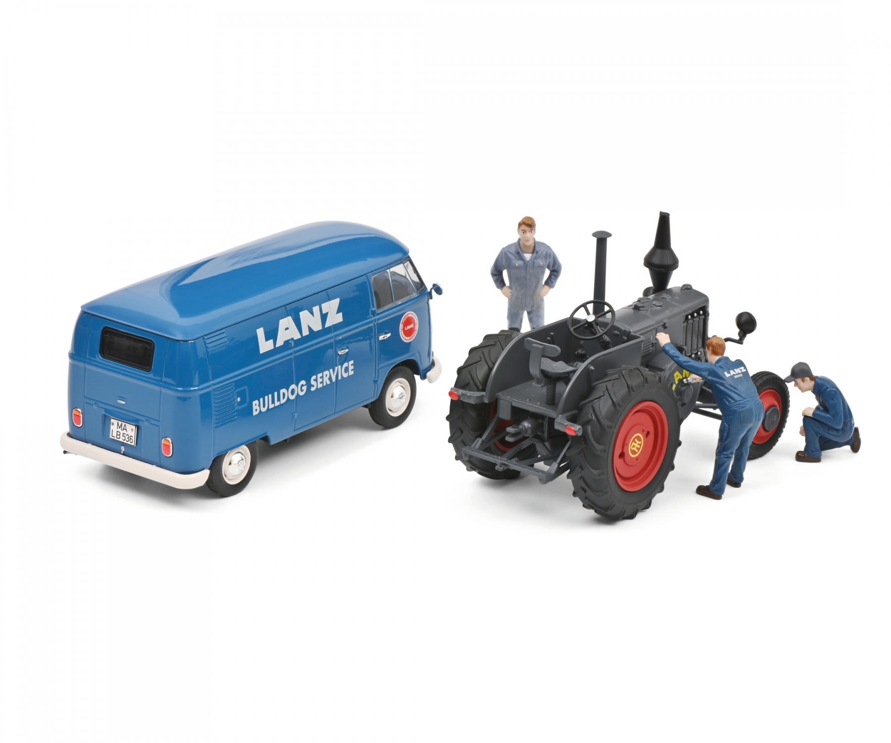 schuco-450785900-2-Lanz-Bulldog-VW-T1b-Kasten-Mechaniker-Set-Diorama