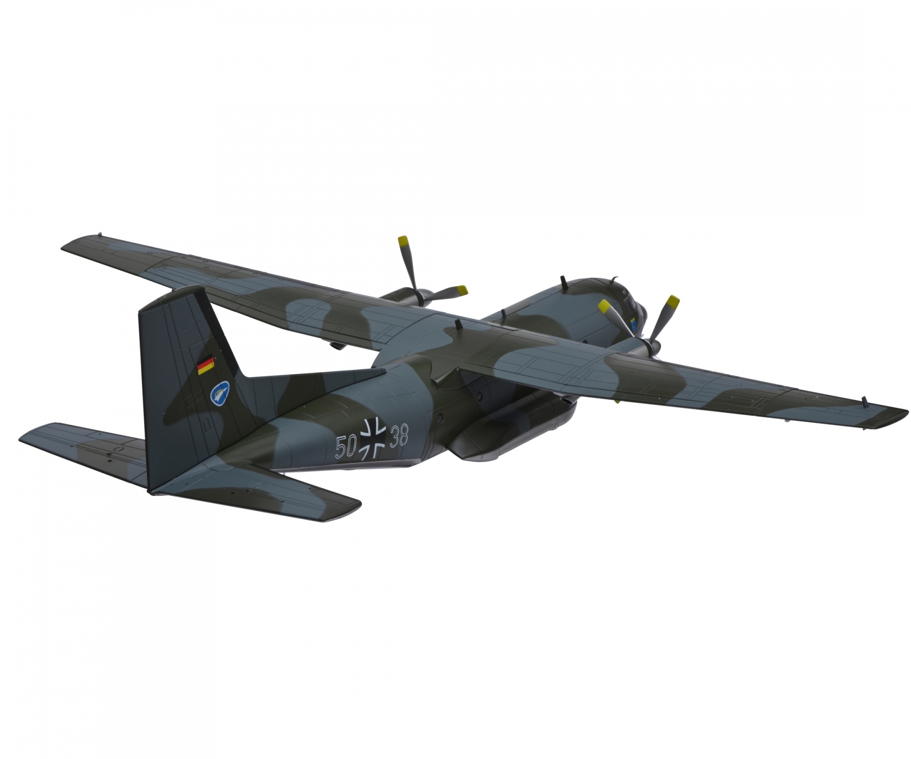 schuco-452659000-2-Transall-C160D-Luftwaffe-LTG-62-Norm-72-50-38-Transportflugzeug-Laderampe