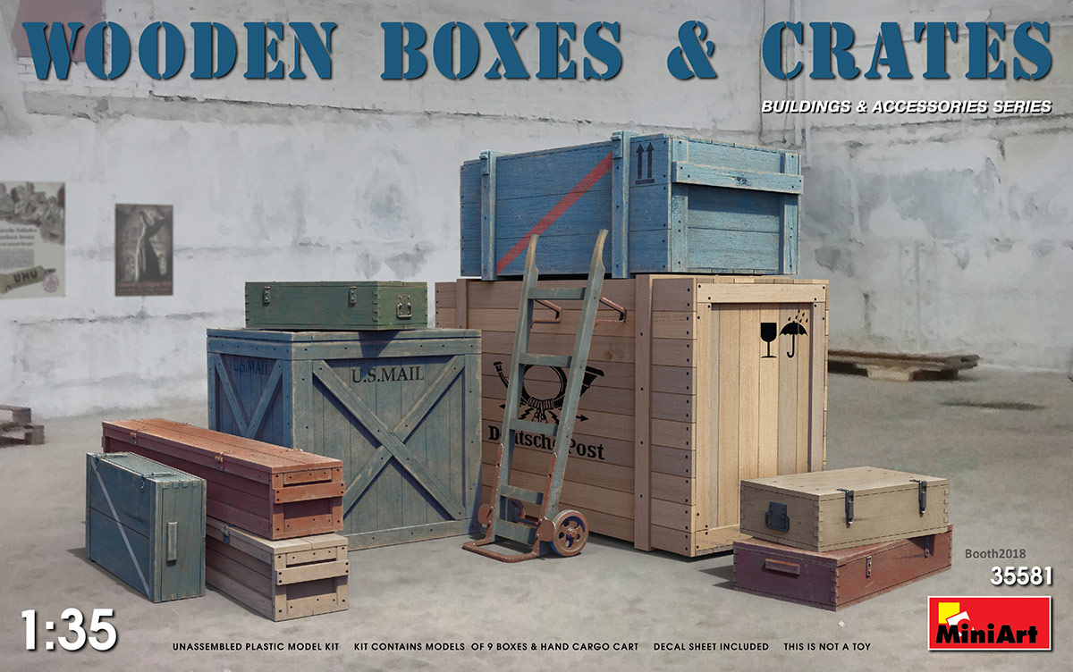 miniart-35581-1-Wooden-Boxes-Crates-Holzkisten-Transportkisten-Überseekisten-für-Diorama