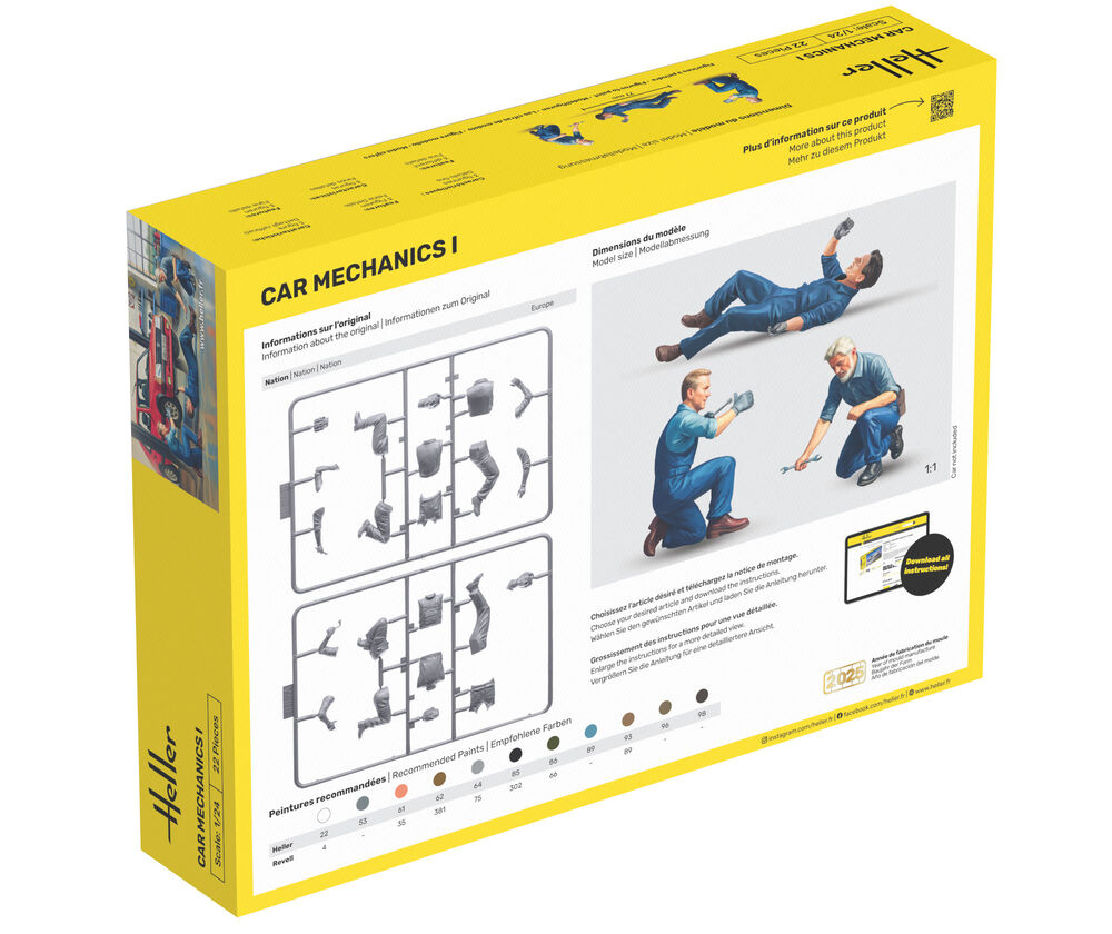 Heller-82755-2-Car-Mechanics-I-Automechaniker-Figuren-Plastikmodellbausatz-Inhalt