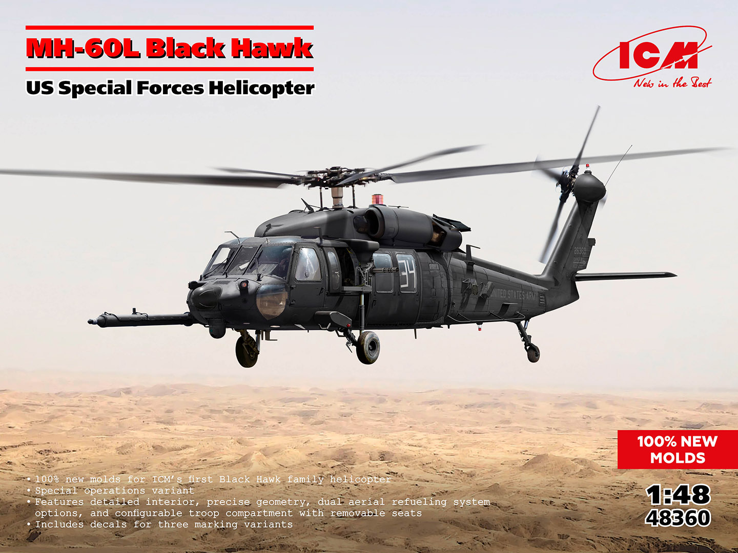 icm-48360-MH-60L-Black-Hawk-US-Special-Forces-Helicopter icm-48360-MH-60L-Black-Hawk-US-Special-Forces-Helicopter