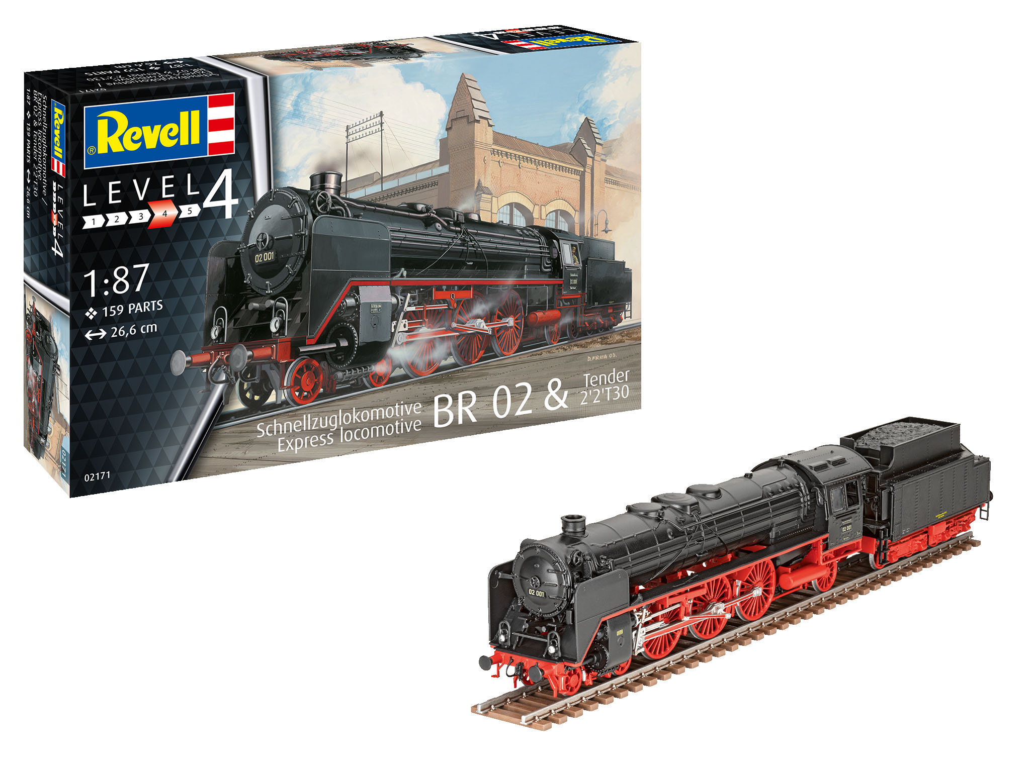 Revell-02171-1-Dampflokomotive-Baureihe-01-BR02-Tender-2-2-T30-Deutsche-Reichsbahn
